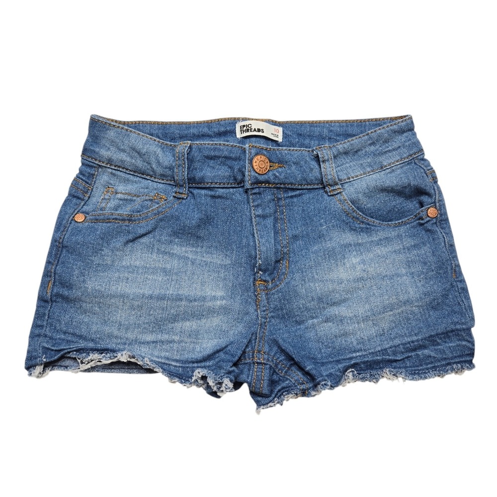 Epic Threads Denim Shorts Girls 10 Blue Med Wash Stretch Casual Summer Cut Off